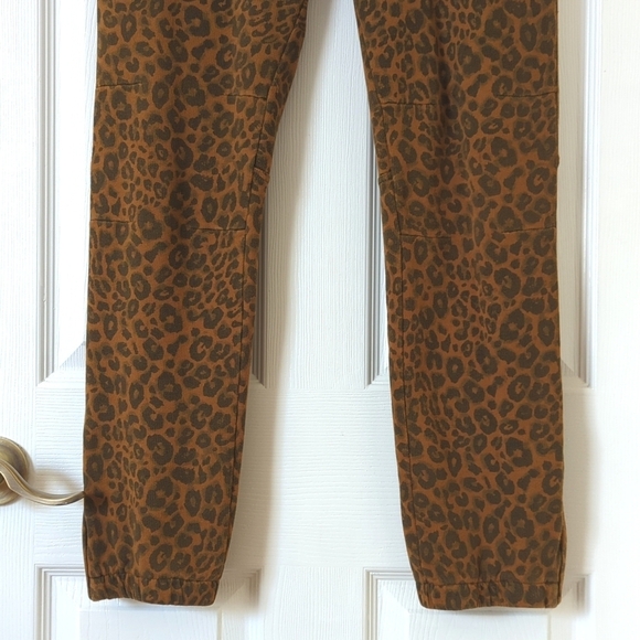 Sanctuary x Anthropologie Leopard Print Cotton Knit Slim Fit Joggers Brown XL - Picture 3 of 16